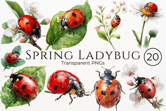 Download Spring Ladybug Watercolor Clipart - Ladybug Collection