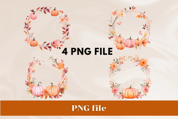 Download Watercolor Fall Autumn Pumpkin Wreath 2 - Premium Resources
