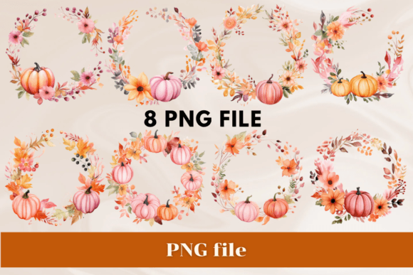 Download Watercolor Fall Autumn Pumpkin Wreath - Premium Resources