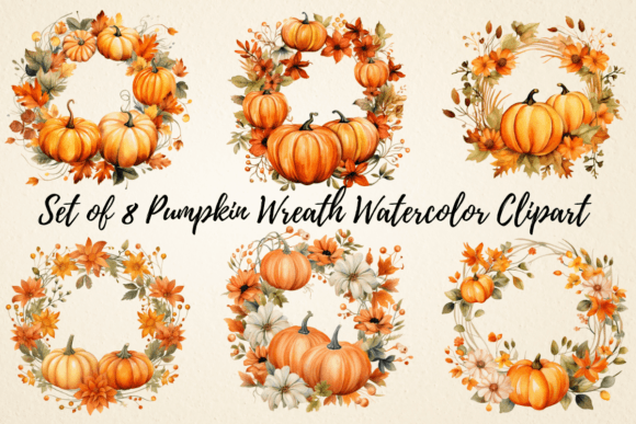 Download Pumpkin Wreath Watercolor Clipart - Premium Resources