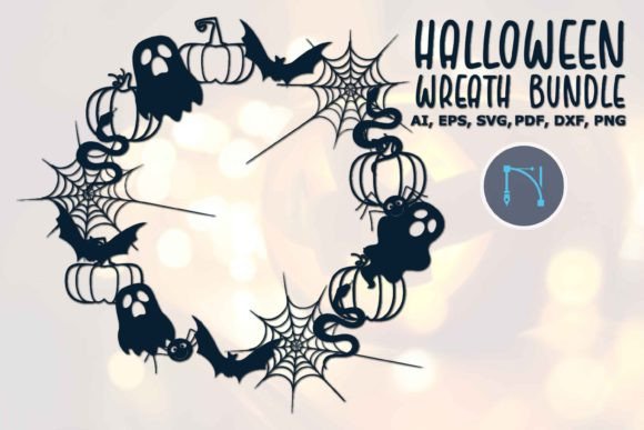 Download Halloween Bat Ghost Pumpkin Wreath SVG - Premium Bundle