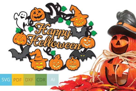 Download Halloween Pumpkin Wreath Door Hanger SVG - Pumpkin wreath Collection
