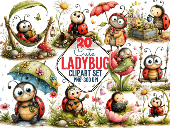 Download Ladybug Clipart Set PNG , Spring Bug - Ladybug Collection