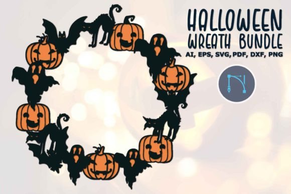 Download 3D Halloween Bat Ghost Pumpkin Wreath - Premium Bundle