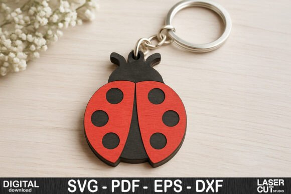Download Ladybug Keychain SVG Laser Cut - Ladybug Collection